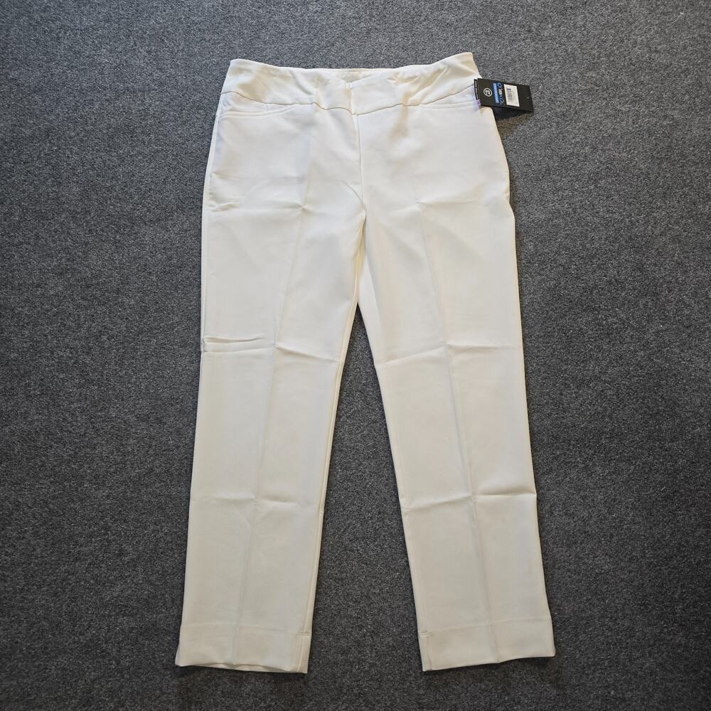 IBKUL Pants Womens Size 14 White Ankle Straight Leg Stain Reistant UPF 50 Golf